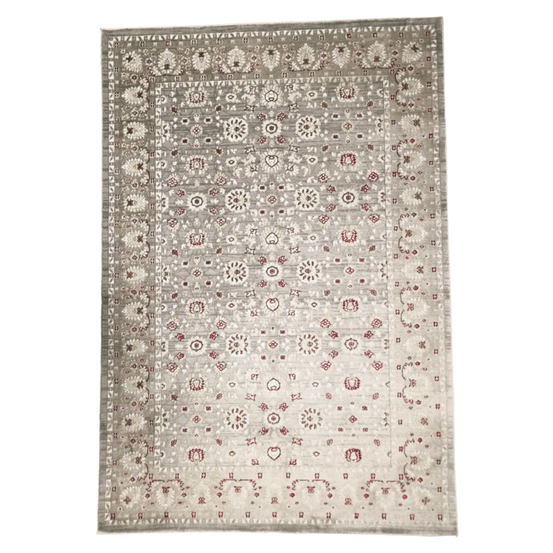 Persian Floral Grey Design Machine Made Rug