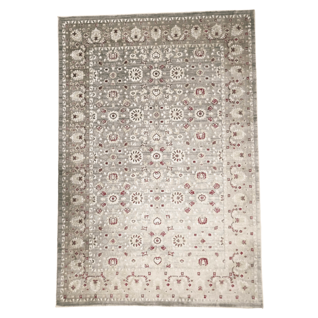 Persian Floral Grey Design Machine Made Rug