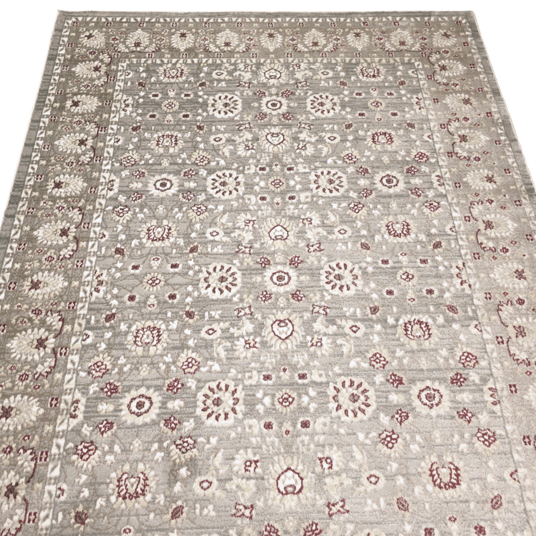 Persian Floral Grey Design Machine Made Rug