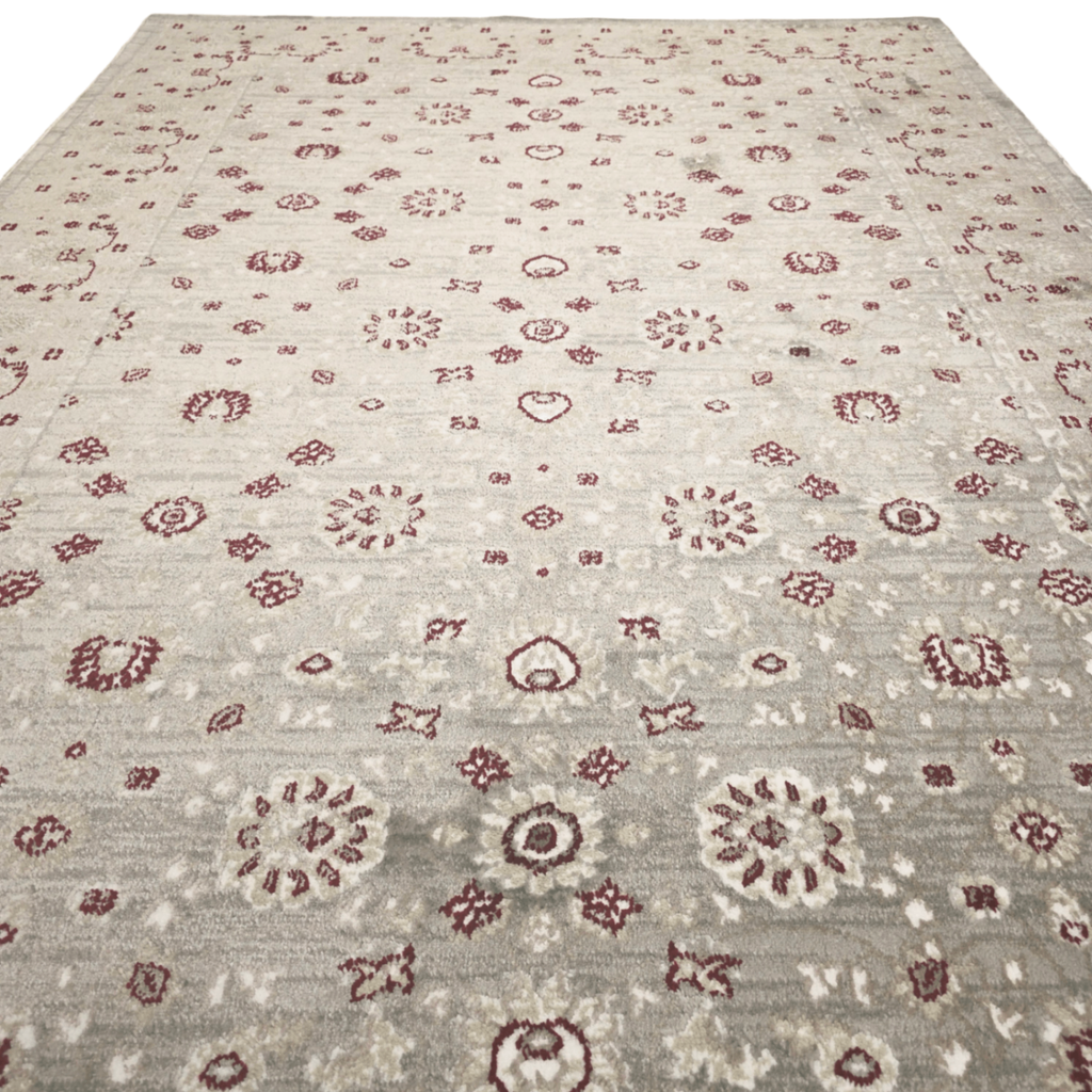 Persian Floral Grey Design Machine Made Rug