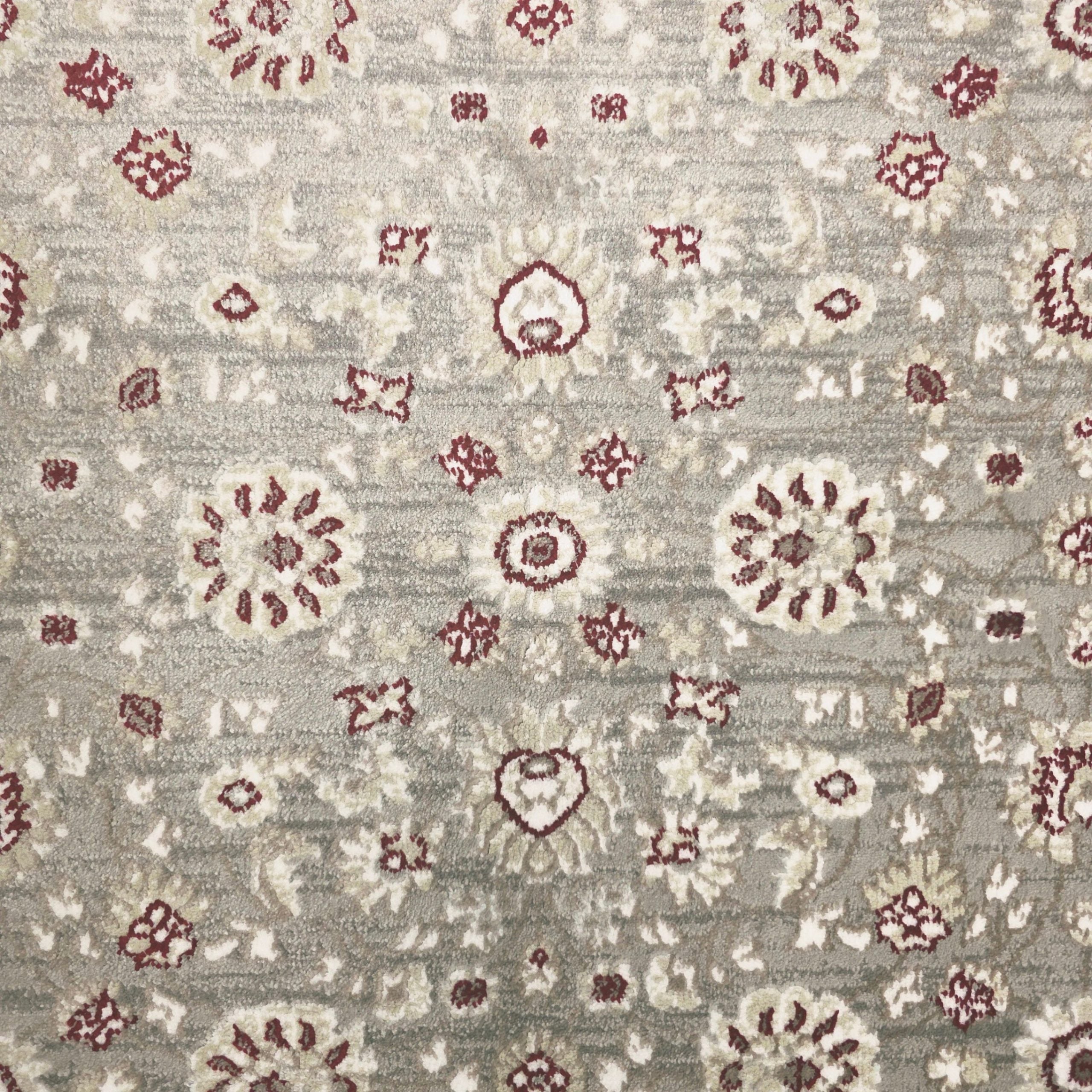 Persian Floral Grey Design Machine Made Rug