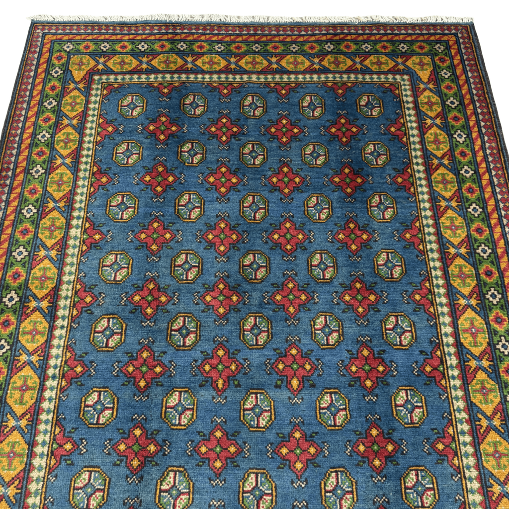 Hand-Knotted Color Afghan Akche – Wool Rug