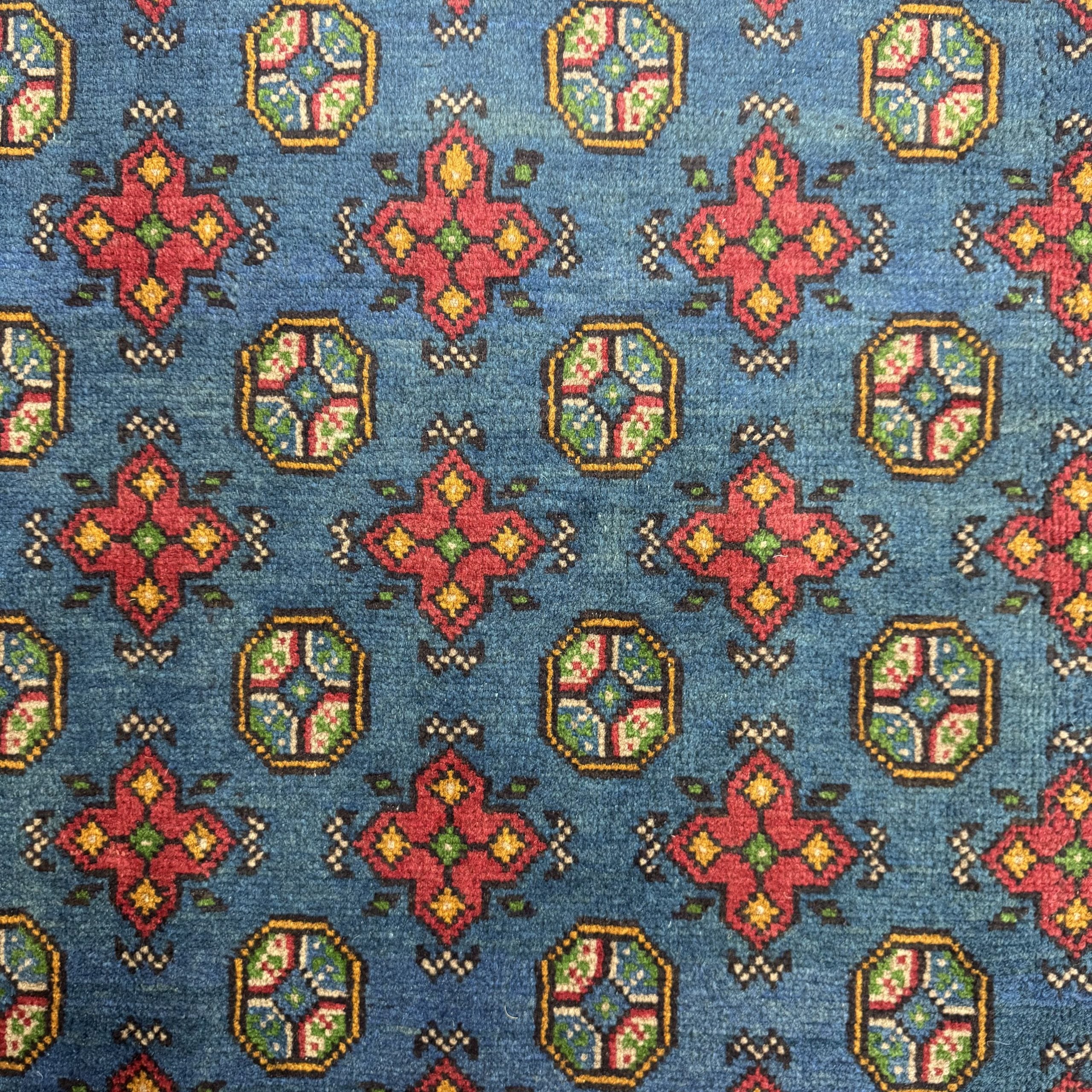 Hand-Knotted Color Afghan Akche – Wool Rug