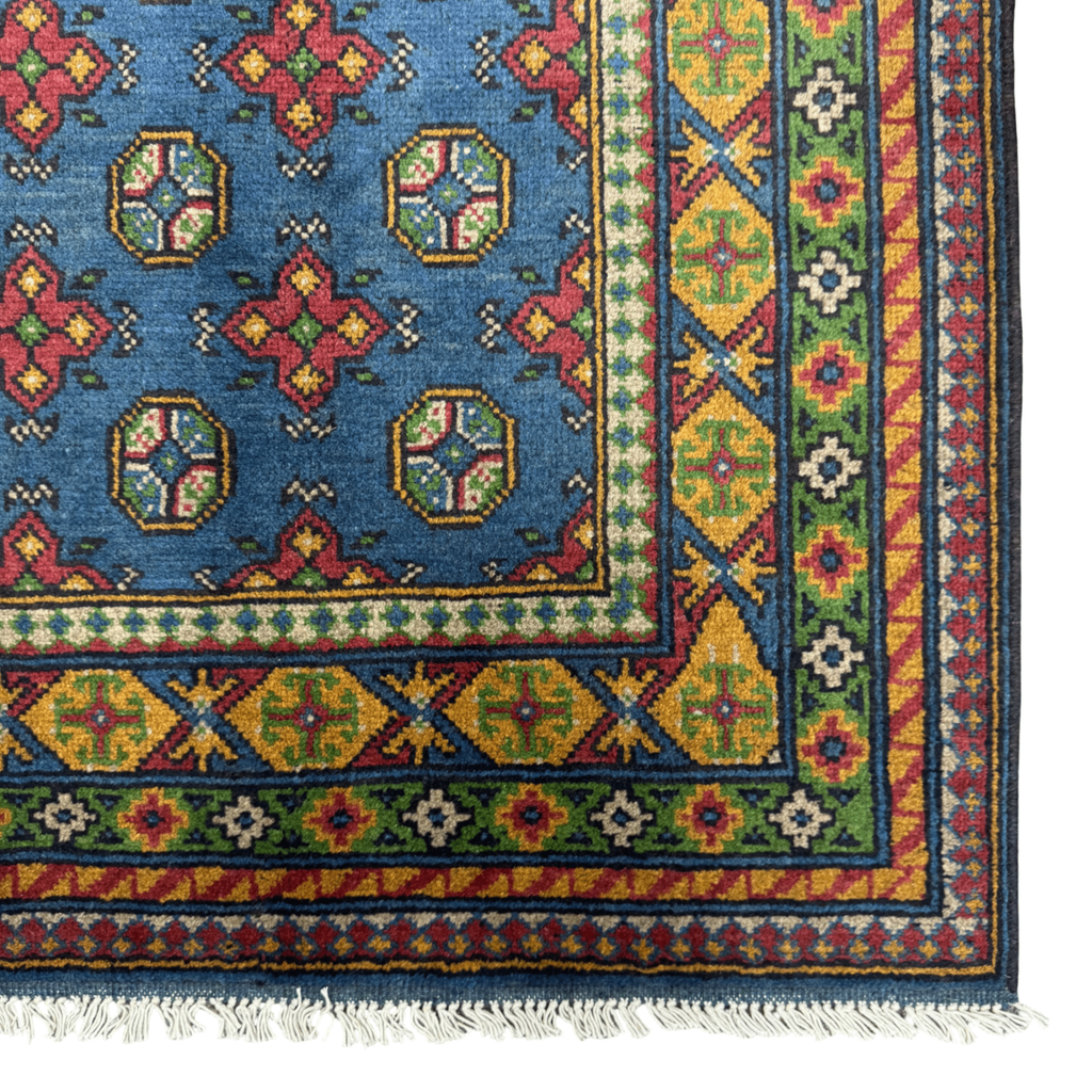 Hand-Knotted Color Afghan Akche – Wool Rug