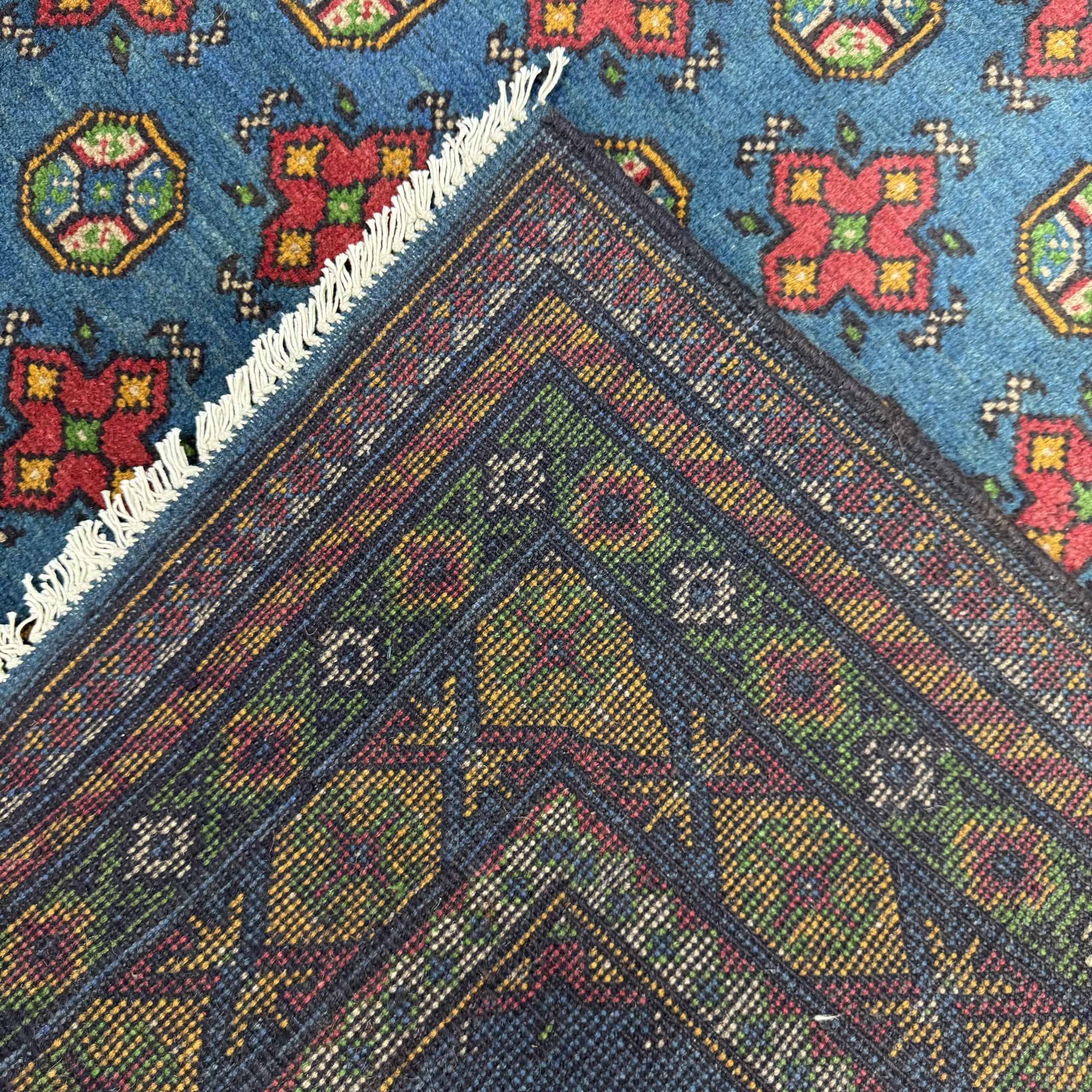 Hand-Knotted Color Afghan Akche – Wool Rug