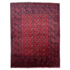 Hand-Knotted Red Bokhara Afghan Akche – Wool Rug