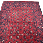 Hand-Knotted Red Bokhara Afghan Akche – Wool Rug