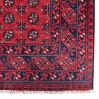 Hand-Knotted Red Bokhara Afghan Akche – Wool Rug
