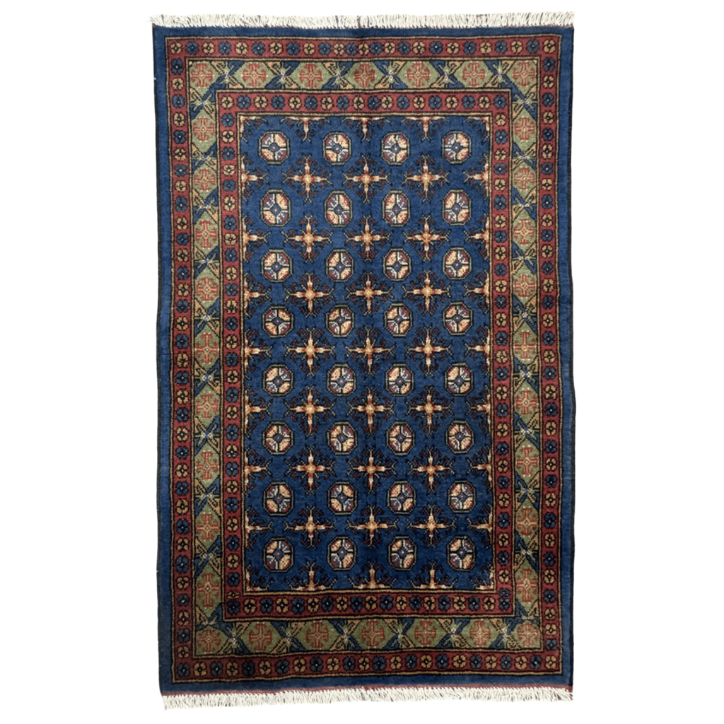 Hand-Knotted Color Afghan Akche – Wool Rug