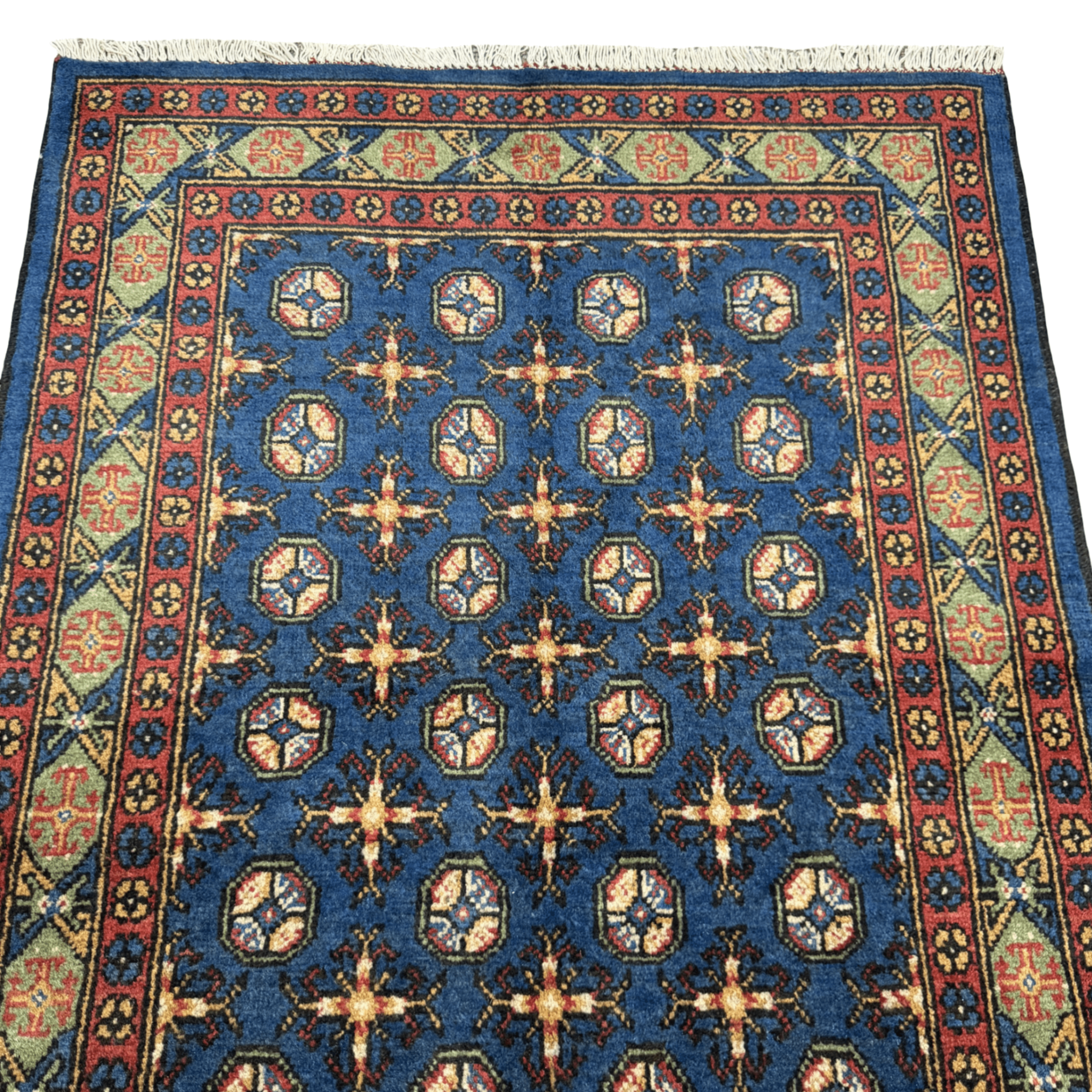 Hand-Knotted Color Afghan Akche – Wool Rug
