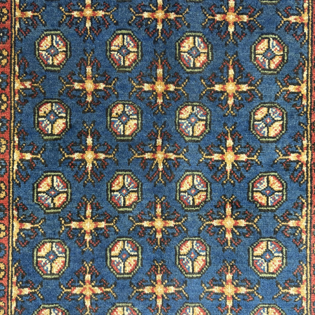 Hand-Knotted Color Afghan Akche – Wool Rug