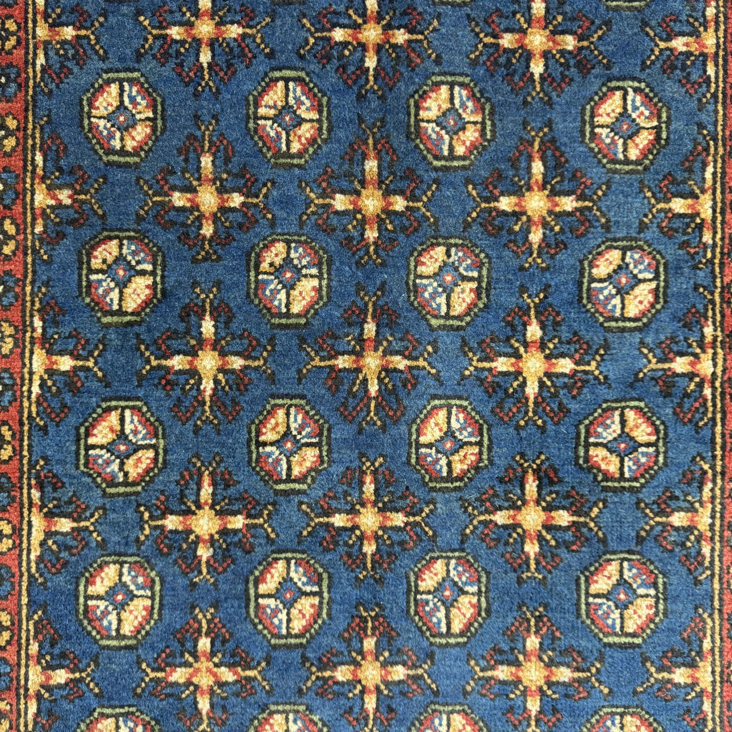 Hand-Knotted Color Afghan Akche – Wool Rug