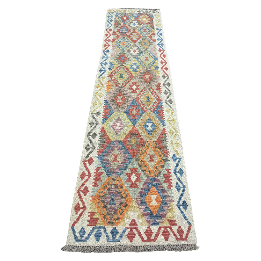 Hand-Woven Afghan Kilim Runner Rug