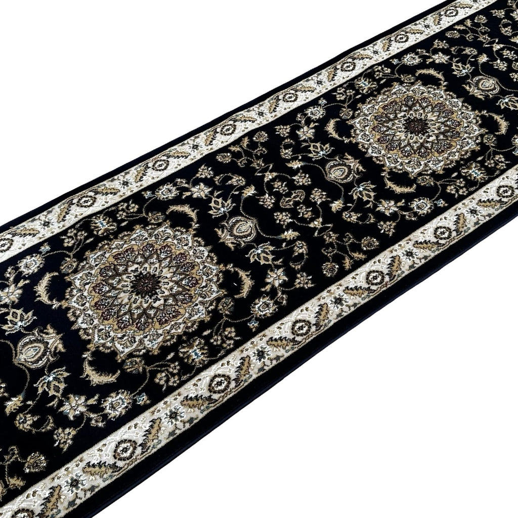 Beautiful Navy Persian Floral Long Passage Runner Rug