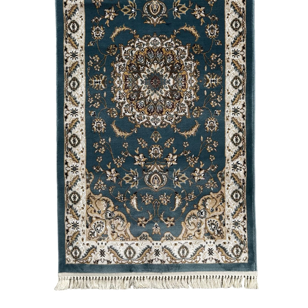 Blue Floral Fine Turkish Passage Runner Rug