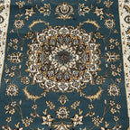 Blue Floral Fine Turkish Passage Runner Rug