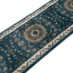 Blue Floral Fine Turkish Passage Runner Rug