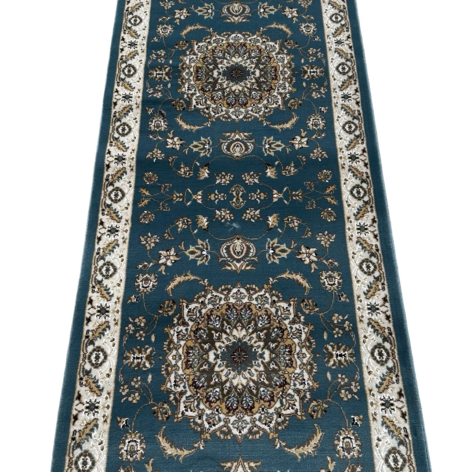 Blue Floral Fine Turkish Passage Runner Rug