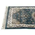 Blue Floral Fine Turkish Passage Runner Rug
