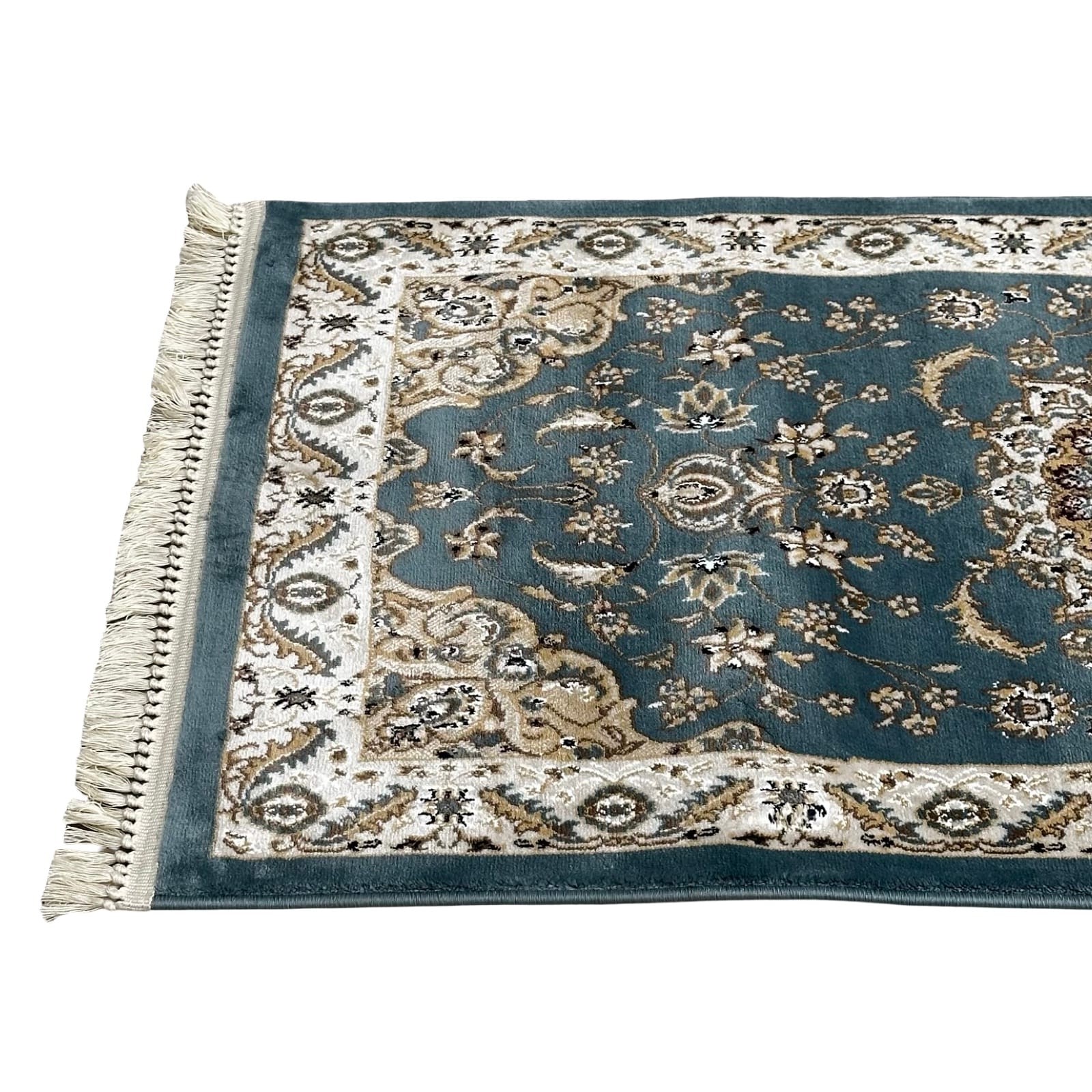 Blue Floral Fine Turkish Passage Runner Rug