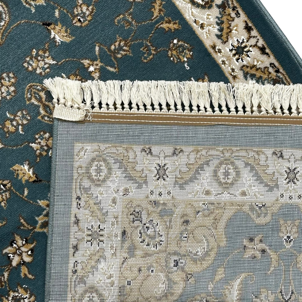 Blue Floral Fine Turkish Passage Runner Rug